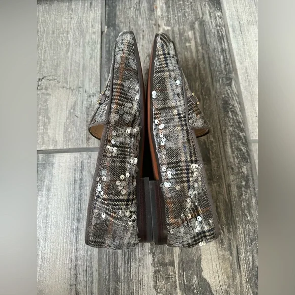 Sam Edelman  Loraine Sequin Plaid  Preppy Academia Loafers wi Gold Accent, Sz 9M - Picture 8 of 14